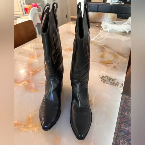 - white mountain black leather cowgirl boots - Picture 2 of 7